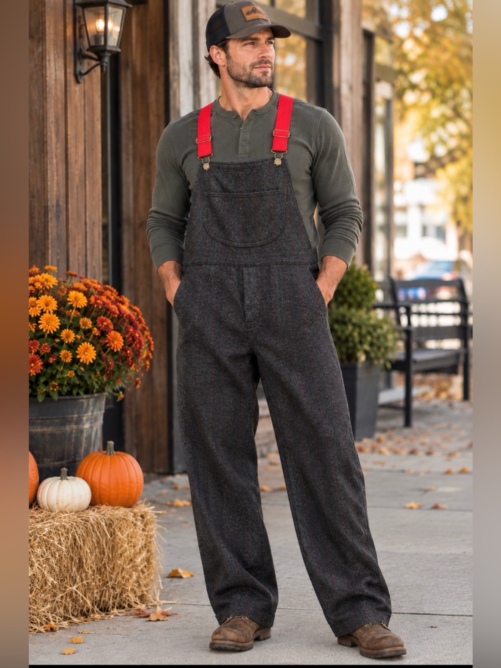 L.L. Bean 1994 Vintage Charcoal Grey Wool Hunting Bib Overalls SZ Large